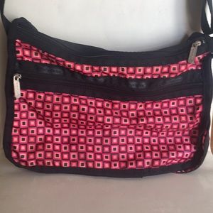 LeSportsac Handbag, magenta, pink and black